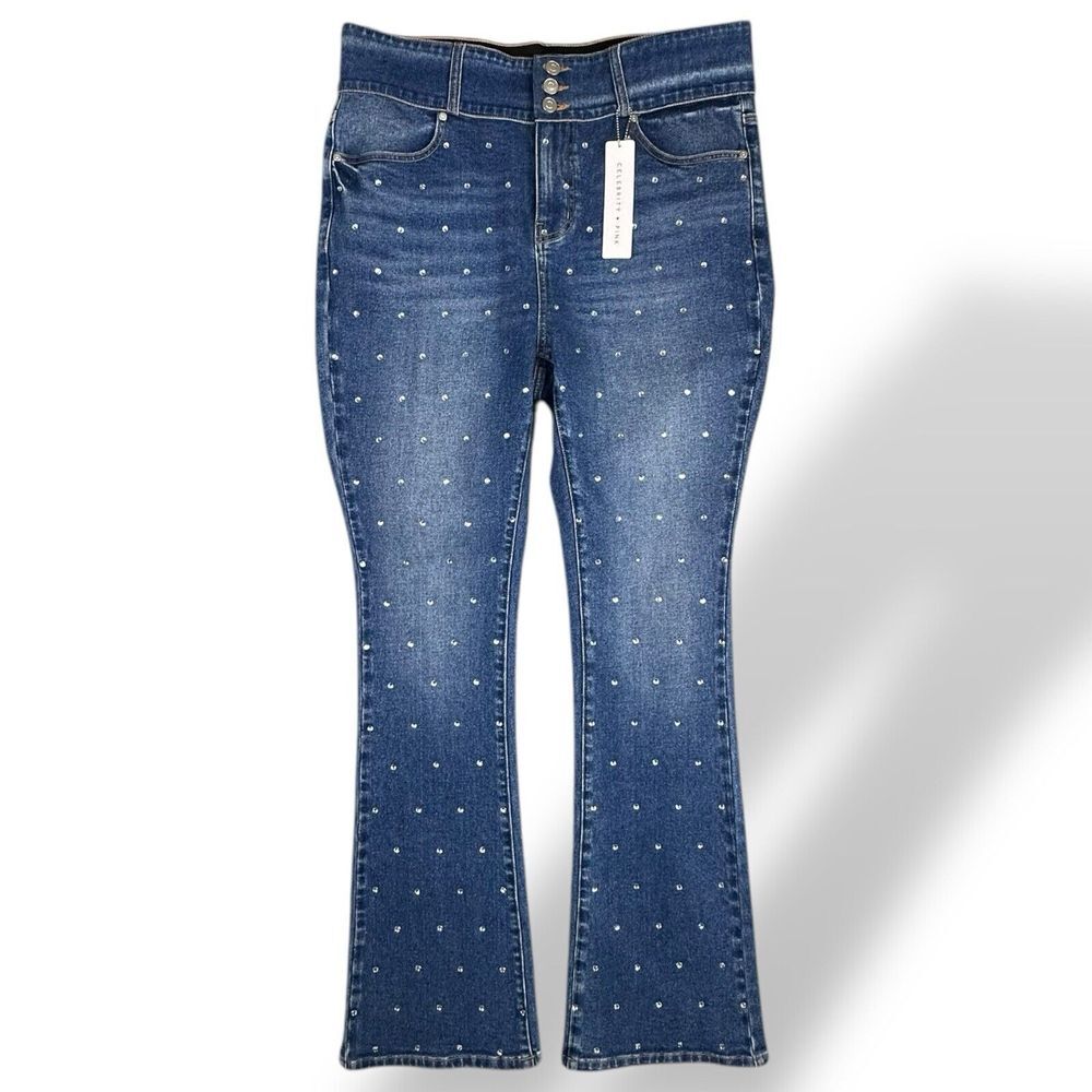 CELEBRITY PINK Rhinestone Flare Jeans New PROTOTYPE Measures 36x32 No‎ Size Tag